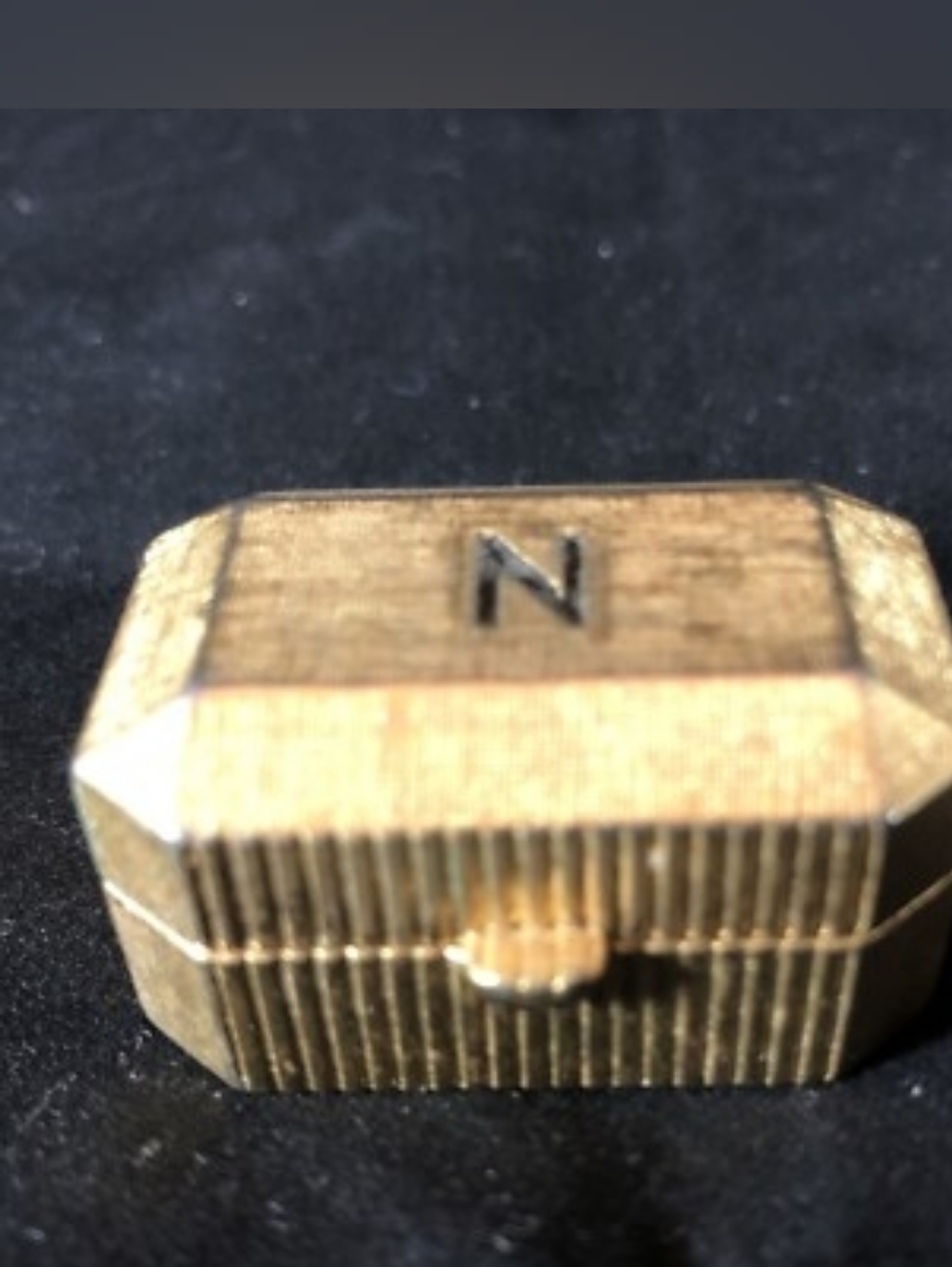 Norell Monogrammed 'N' Gold Tone Vintage-Style Pill Box